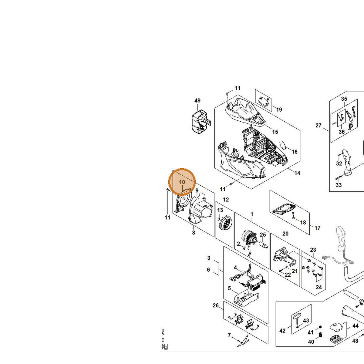 STIHL part FA01-706-3400 — IPL diagram snippet (6x zoom, amber highlight)