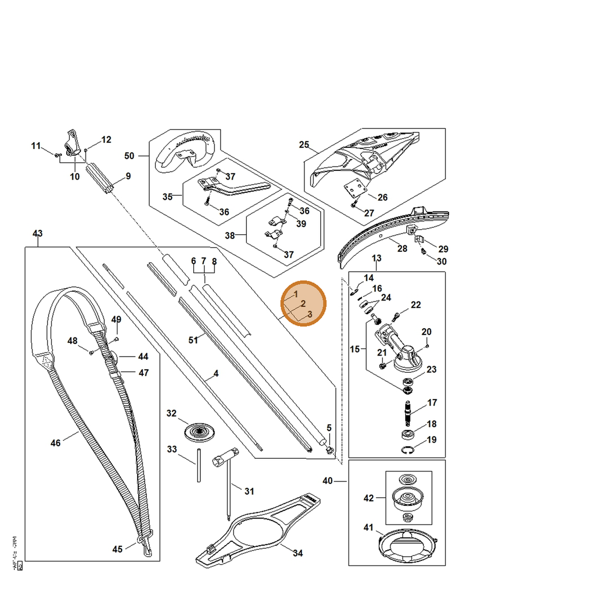 STIHL part FA01-710-7101 — IPL diagram snippet (6x zoom, amber highlight)