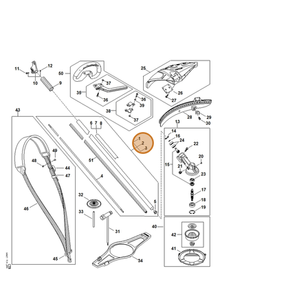 STIHL part FA01-710-7101 — IPL diagram snippet (6x zoom, amber highlight)
