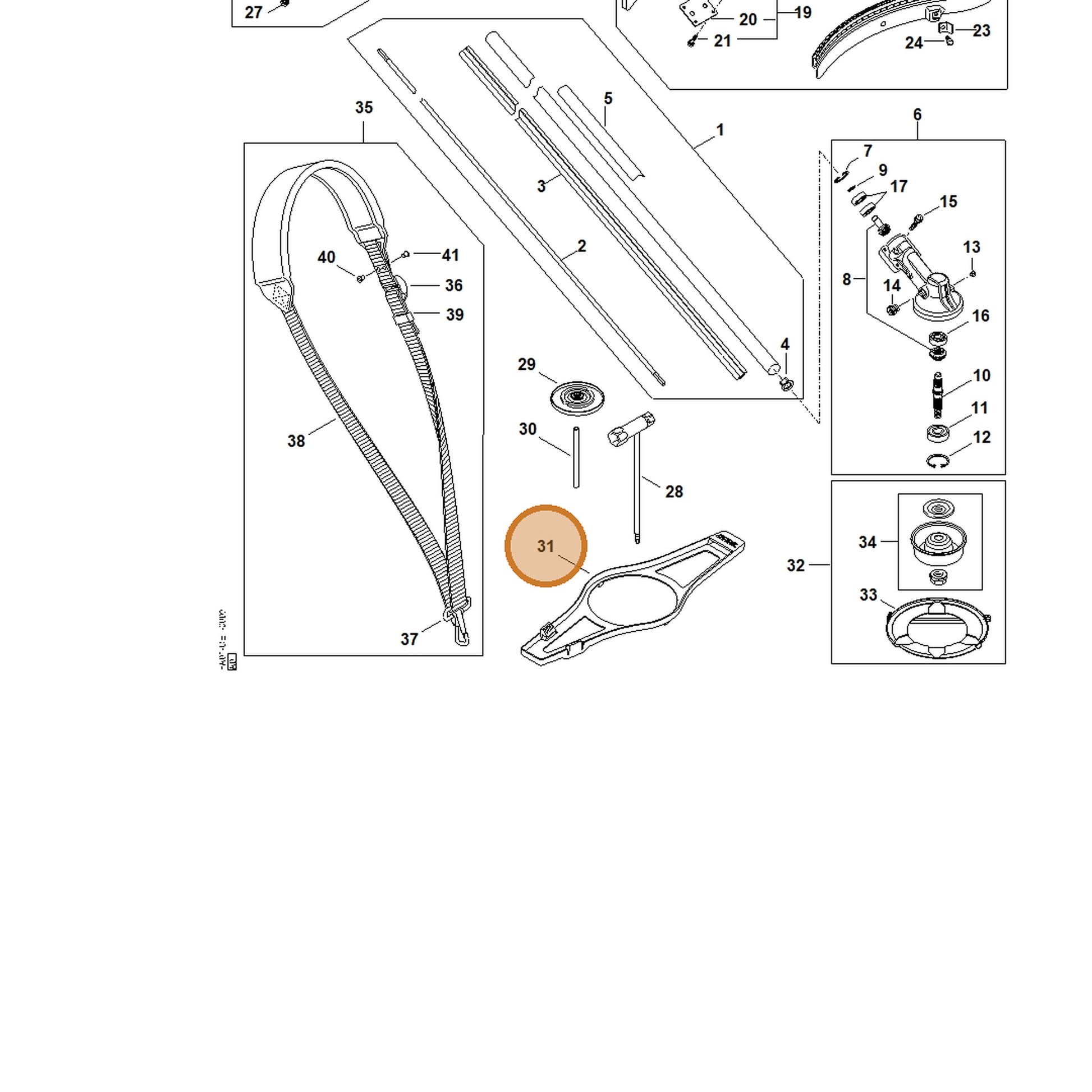 STIHL part FA01-717-3000 — IPL diagram snippet (6x zoom, amber highlight)