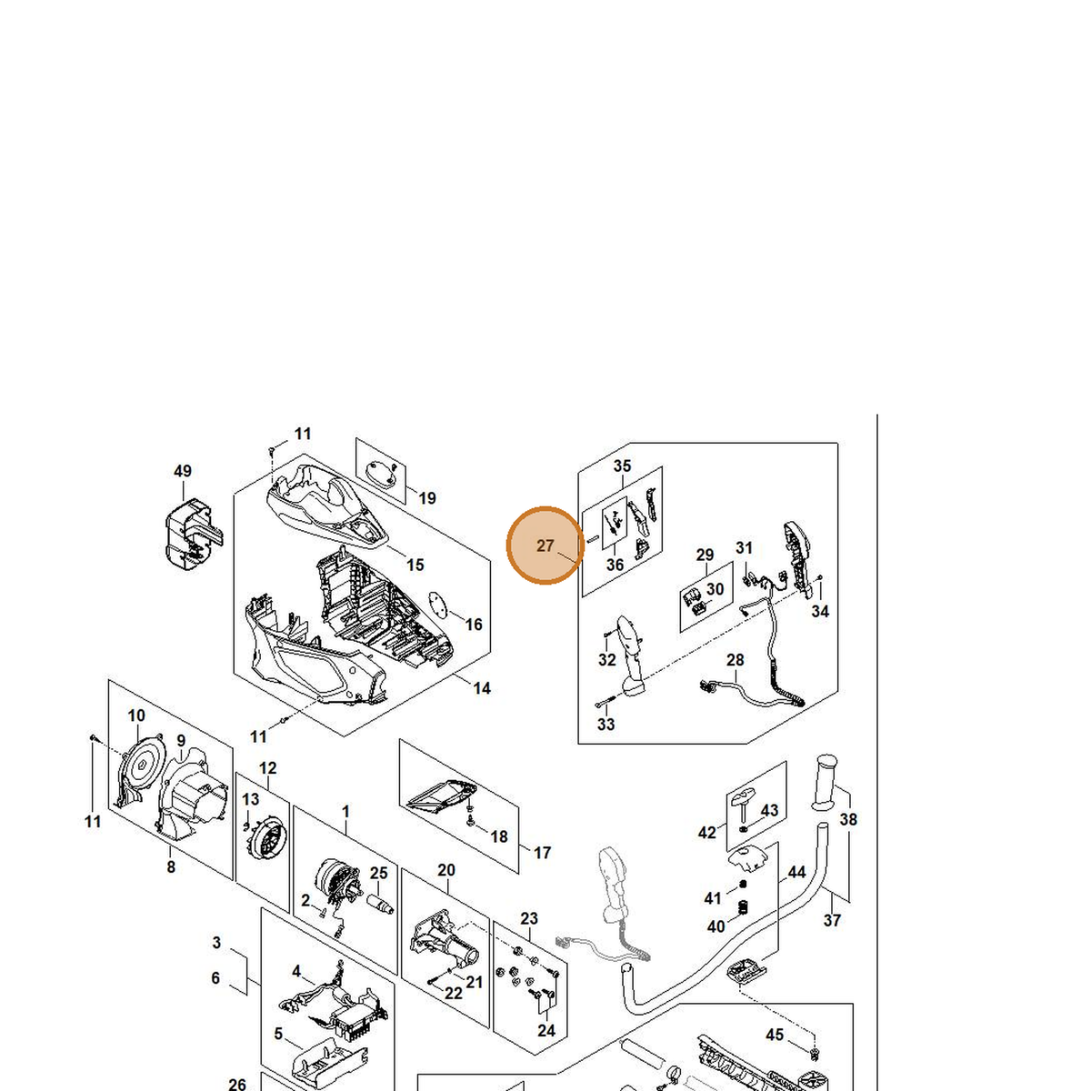 STIHL part FA01-790-1300 — IPL diagram snippet (6x zoom, amber highlight)