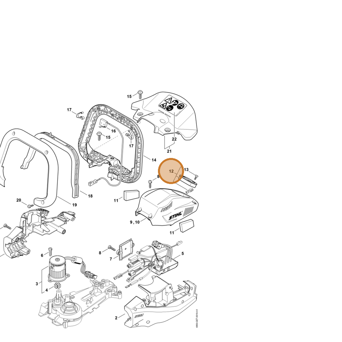 STIHL part FA01-820-8000 — IPL diagram snippet (6x zoom, amber highlight)