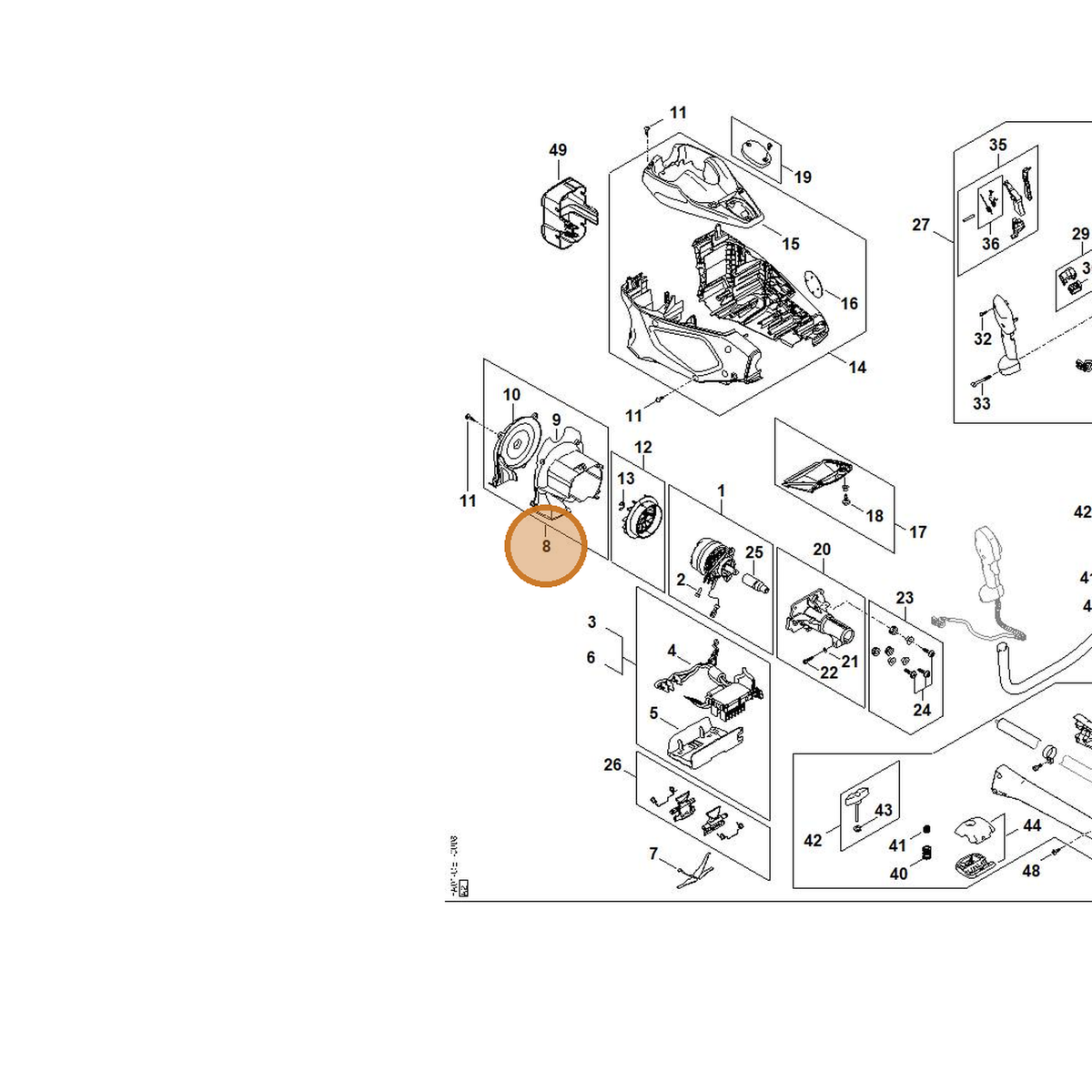 STIHL part FA01-820-8100 — IPL diagram snippet (6x zoom, amber highlight)