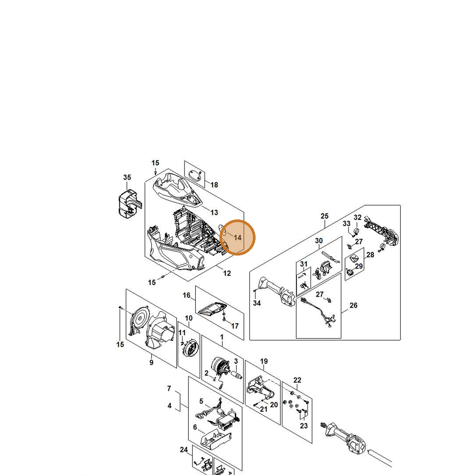 STIHL part FA01-967-1520 — IPL diagram snippet (6x zoom, amber highlight)