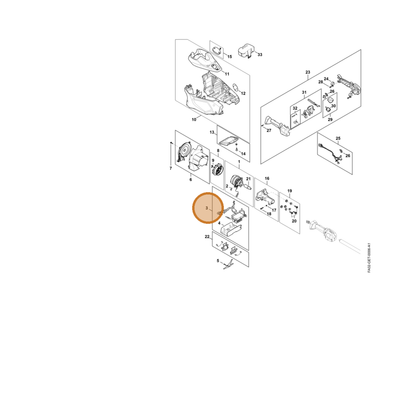 STIHL part FA02-430-1431 — IPL diagram snippet (6x zoom, amber highlight)
