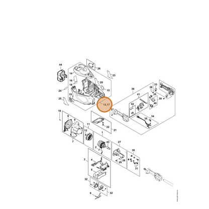 STIHL part FA02-600-0800 — IPL diagram snippet (6x zoom, amber highlight)