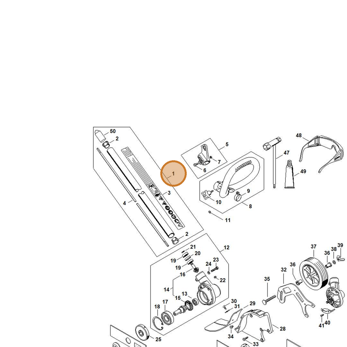 STIHL part FA02-710-7100 — IPL diagram snippet (6x zoom, amber highlight)
