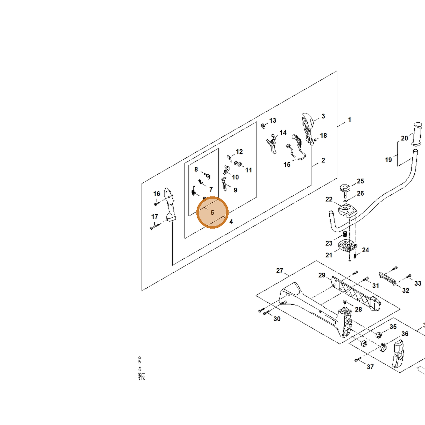 STIHL part FA03-007-1300 — IPL diagram snippet (6x zoom, amber highlight)
