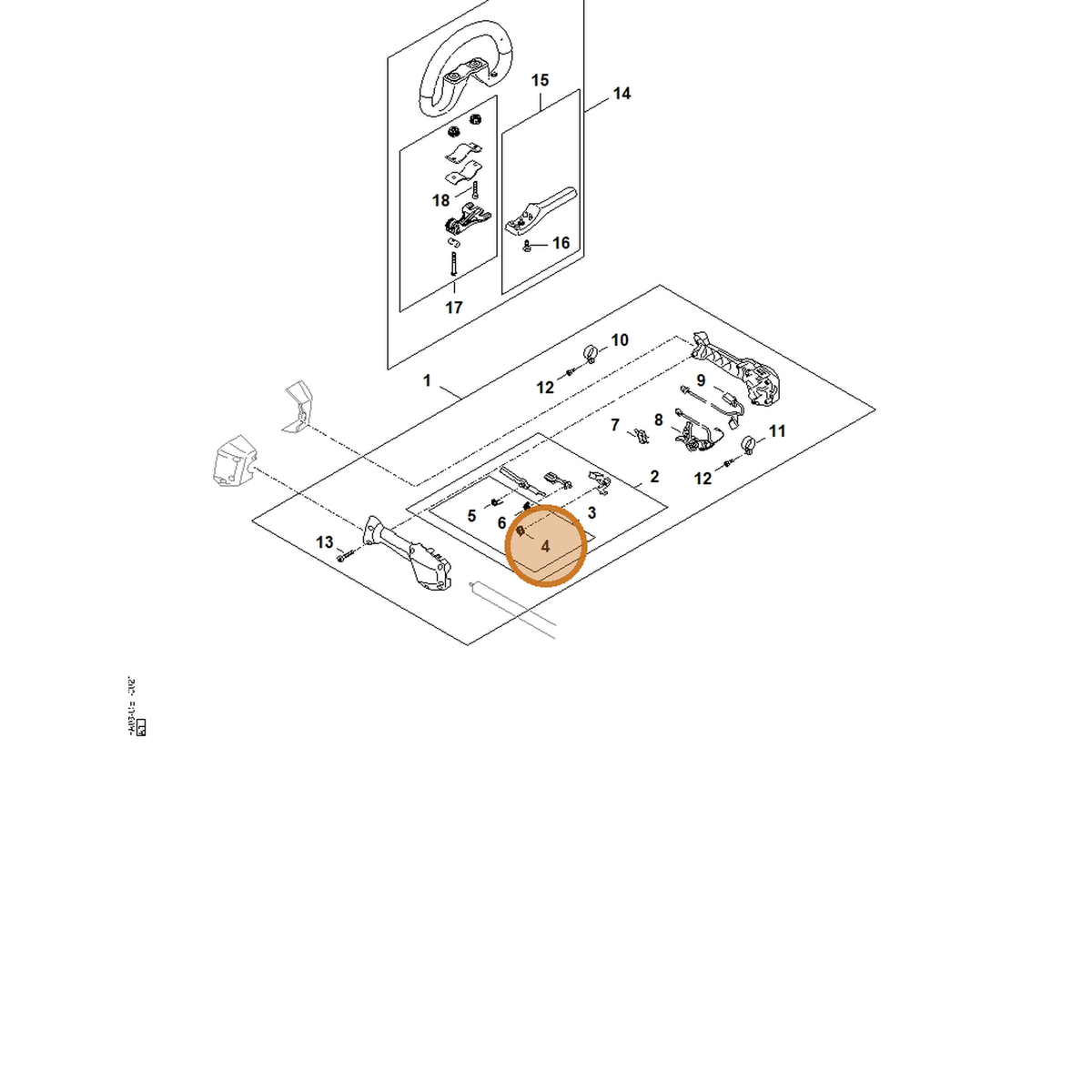 STIHL part FA03-182-4503 — IPL diagram snippet (6x zoom, amber highlight)