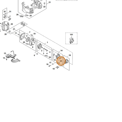 STIHL part FA03-403-2400 — IPL diagram snippet (6x zoom, amber highlight)