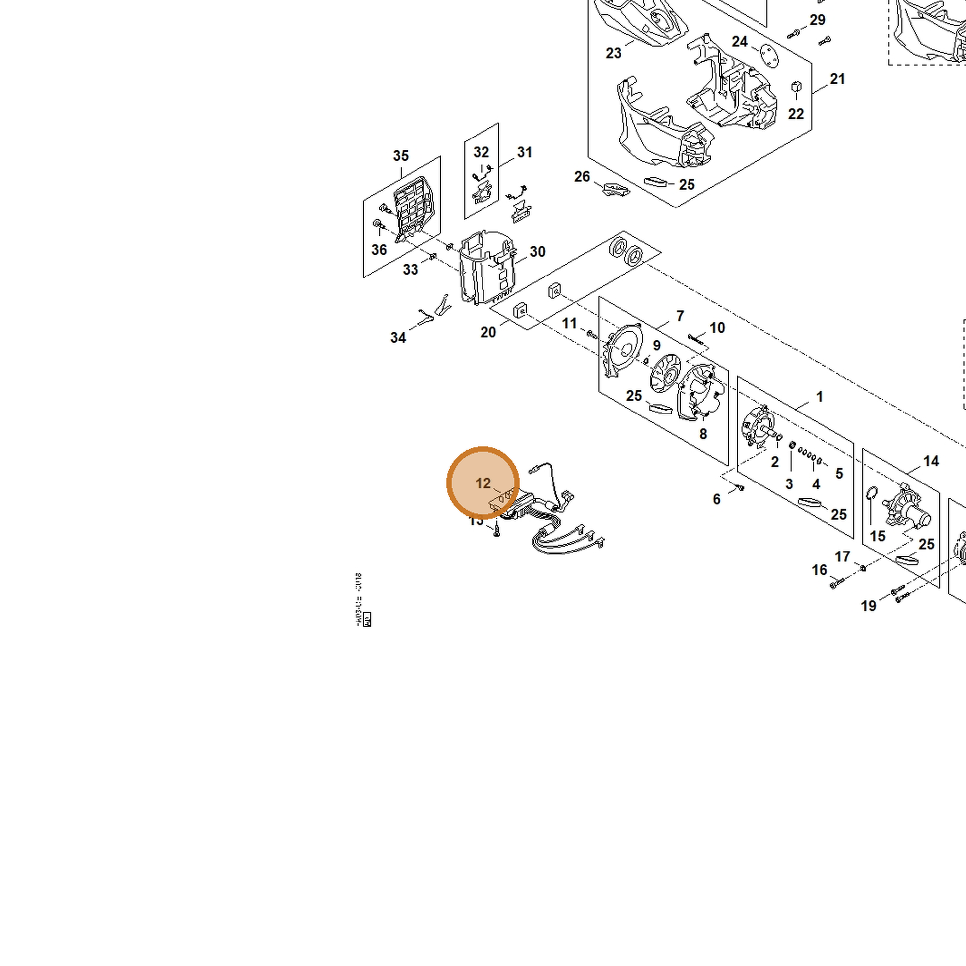 STIHL part FA03-430-1400 — IPL diagram snippet (6x zoom, amber highlight)