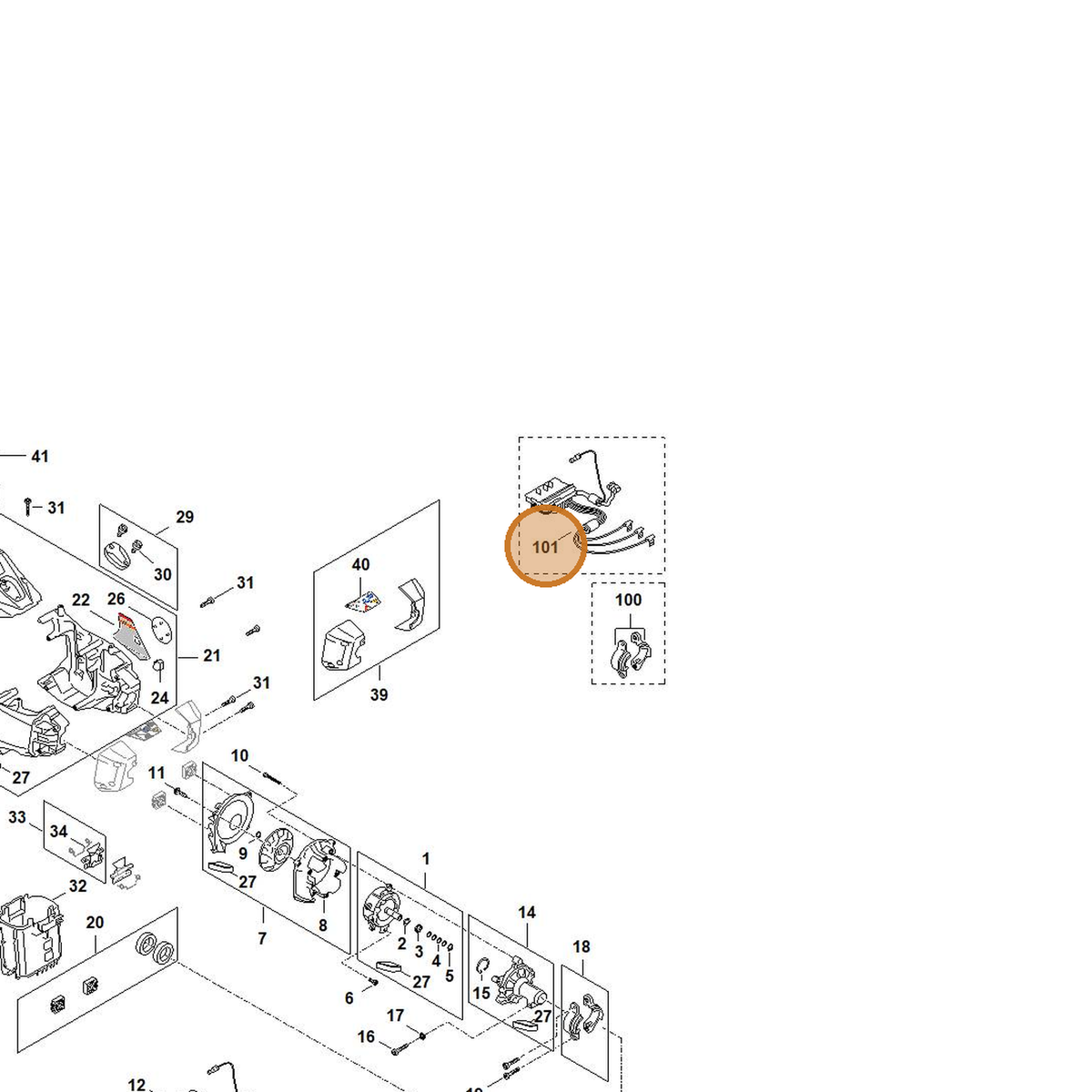 STIHL part FA03-430-1441 — IPL diagram snippet (6x zoom, amber highlight)