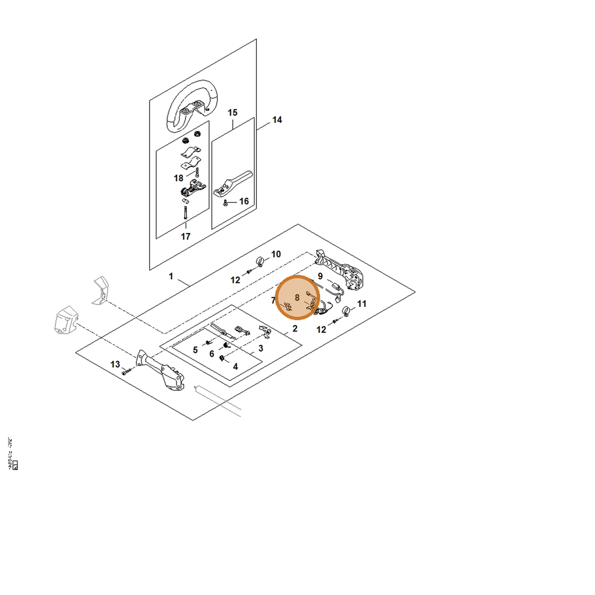 STIHL part FA03-430-2120 — IPL diagram snippet (6x zoom, amber highlight)