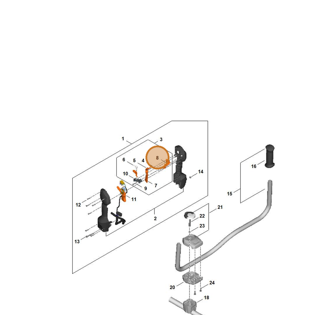 STIHL part FA03-435-2800 — IPL diagram snippet (6x zoom, amber highlight)