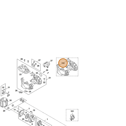 STIHL part FA03-600-0821 — IPL diagram snippet (6x zoom, amber highlight)