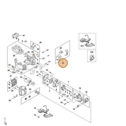 STIHL part FA03-600-3502 — IPL diagram snippet (6x zoom, amber highlight)