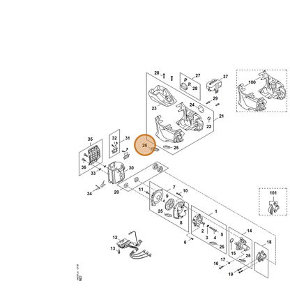 STIHL part FA03-602-0402 — IPL diagram snippet (6x zoom, amber highlight)