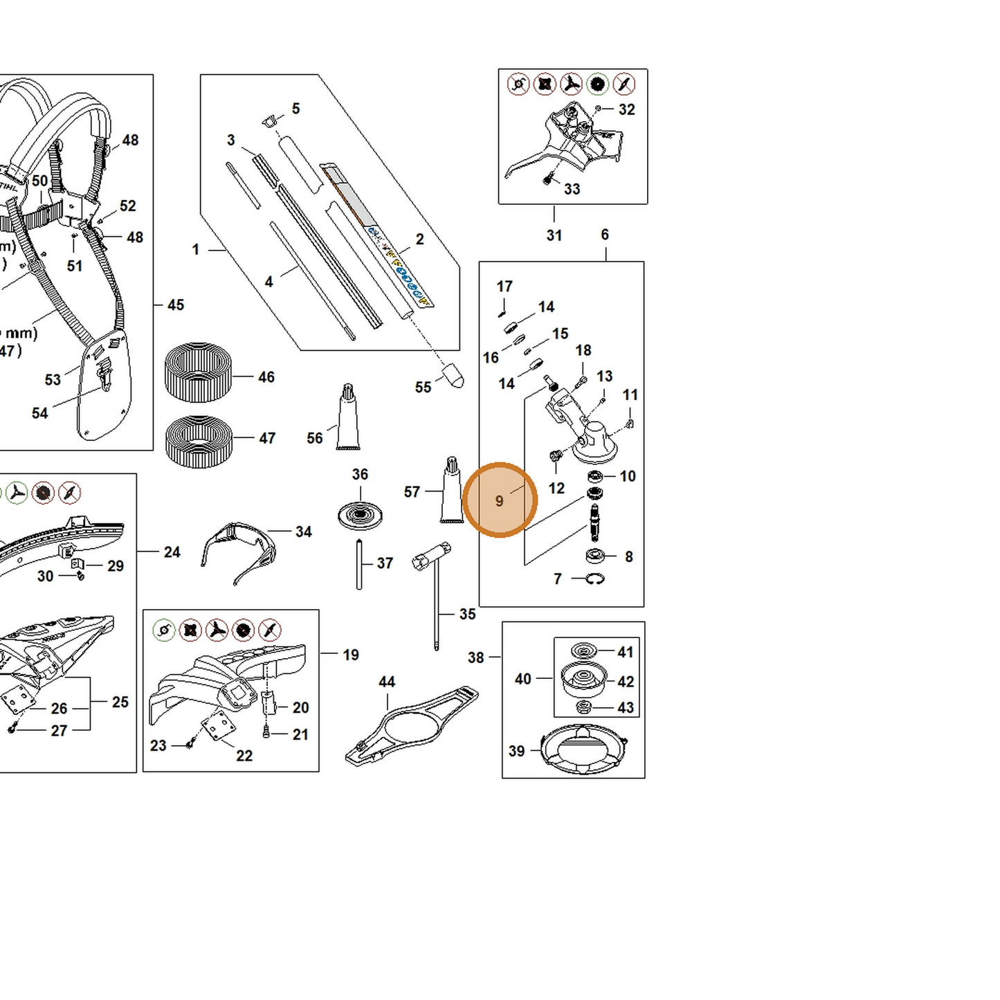 STIHL part FA03-640-7300 — IPL diagram snippet (6x zoom, amber highlight)