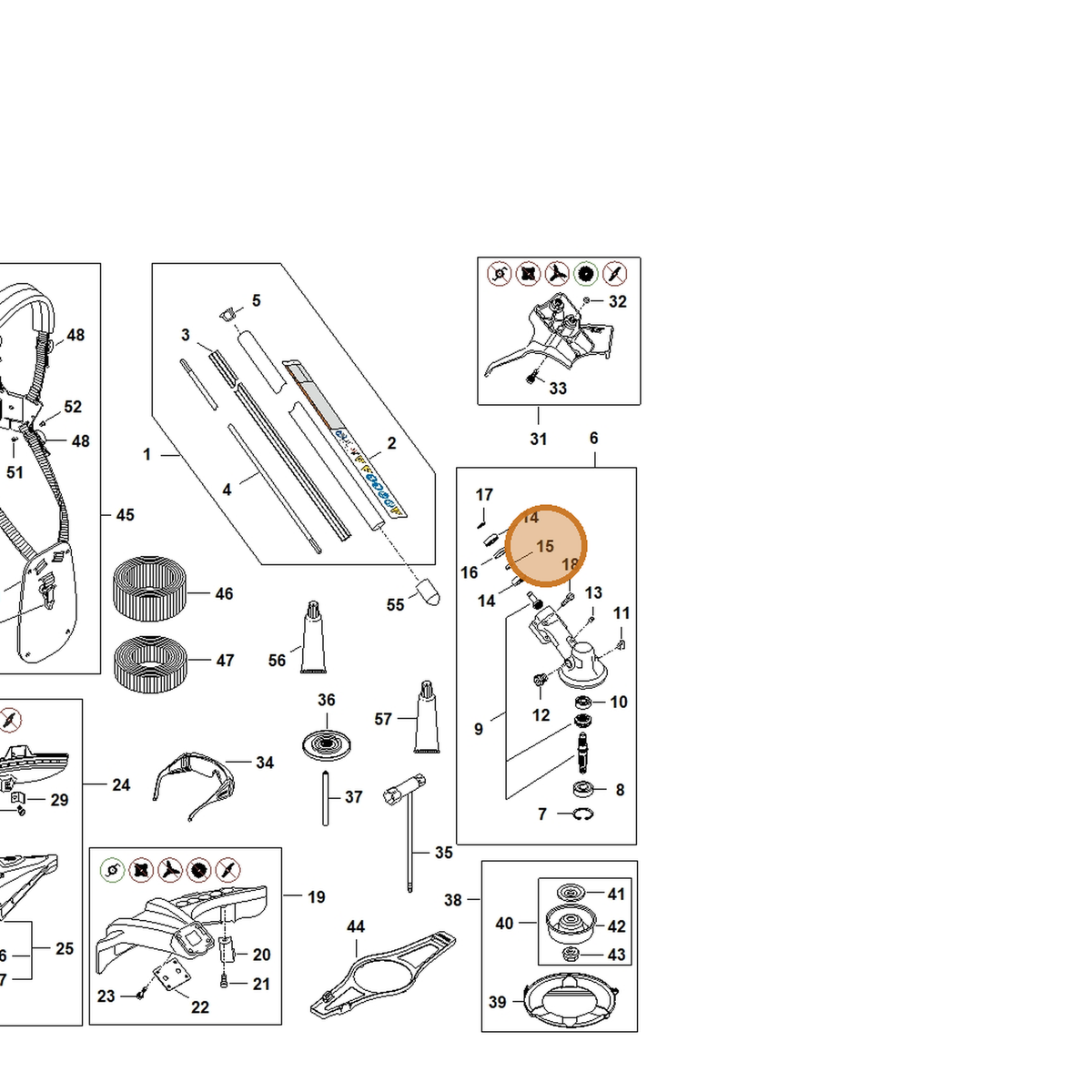 STIHL part FA03-642-8200 — IPL diagram snippet (6x zoom, amber highlight)
