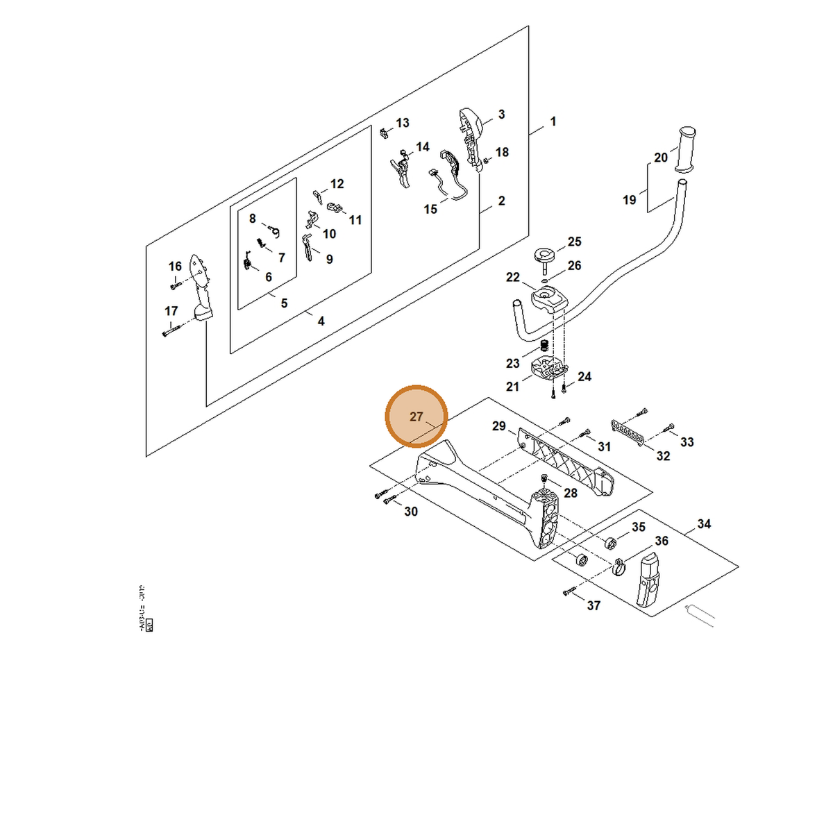 STIHL part FA03-790-0902 — IPL diagram snippet (6x zoom, amber highlight)