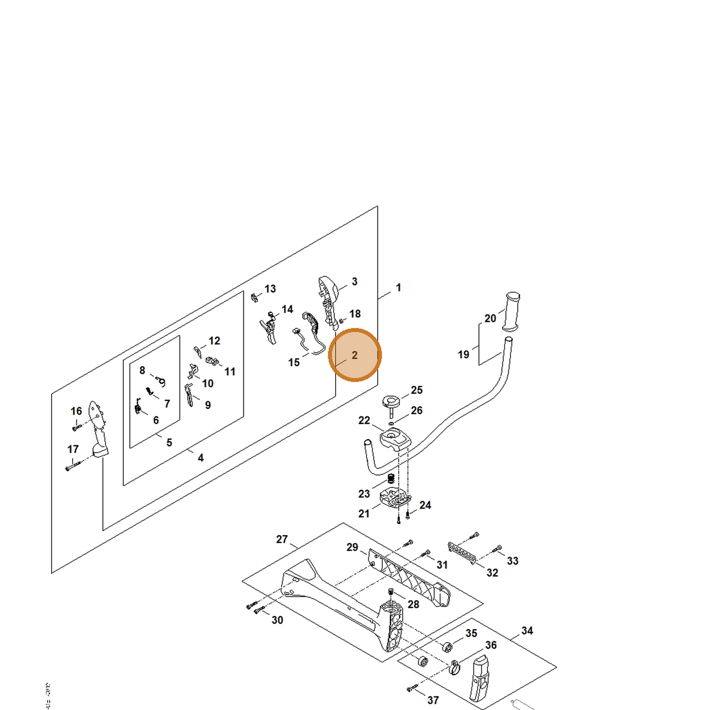 STIHL part FA03-790-1001 — IPL diagram snippet (6x zoom, amber highlight)