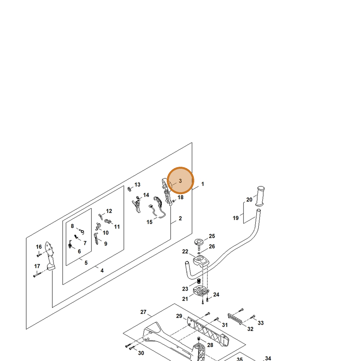 STIHL part FA03-790-1100 — IPL diagram snippet (6x zoom, amber highlight)