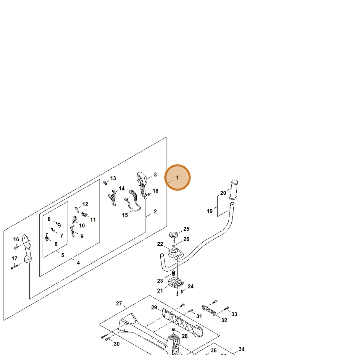 STIHL part FA03-790-1300 — IPL diagram snippet (6x zoom, amber highlight)