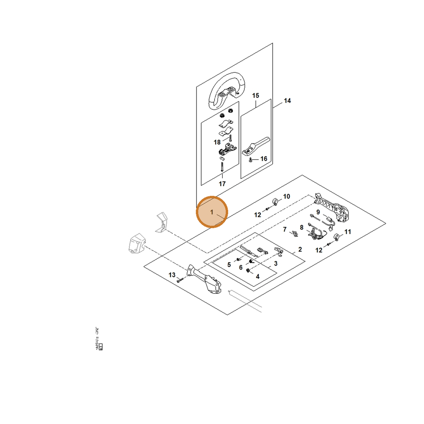 STIHL part FA03-790-1320 — IPL diagram snippet (6x zoom, amber highlight)