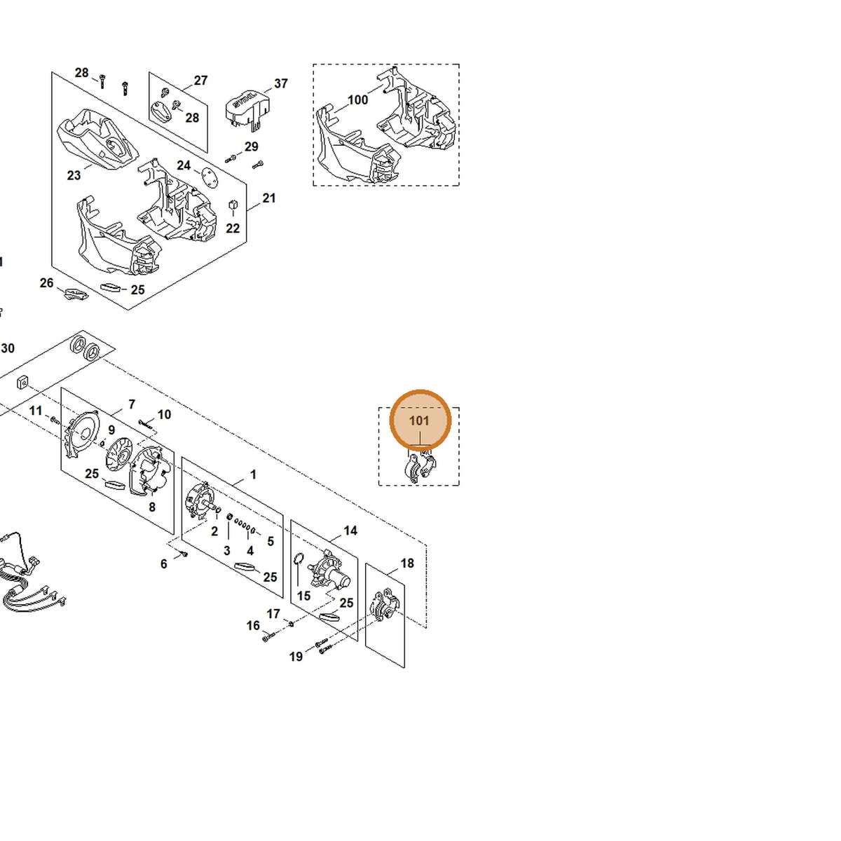 STIHL part FA03-790-4700 — IPL diagram snippet (6x zoom, amber highlight)
