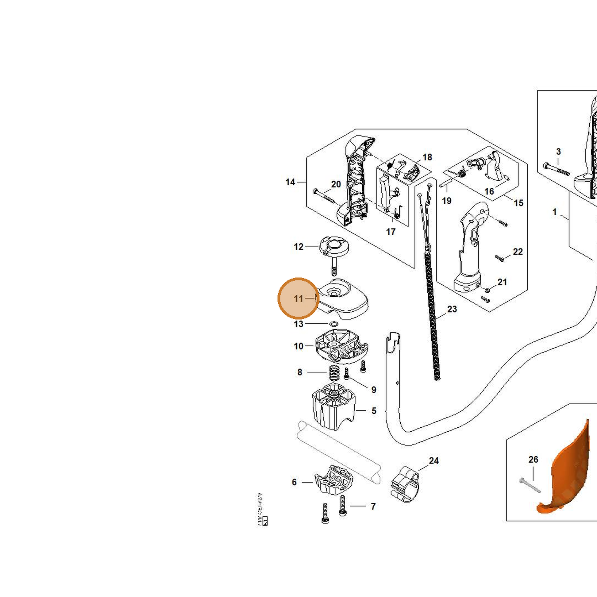 STIHL part FA03-790-4800 — IPL diagram snippet (6x zoom, amber highlight)
