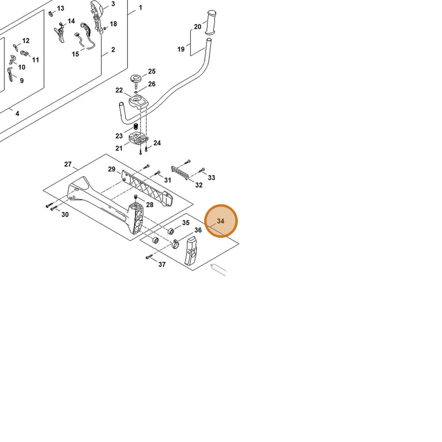 STIHL part FA03-790-7600 — IPL diagram snippet (6x zoom, amber highlight)
