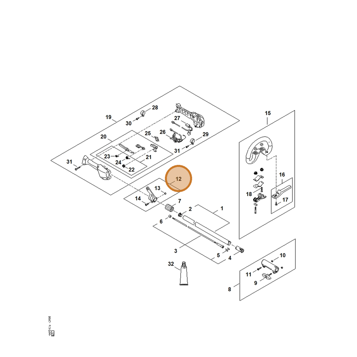 STIHL part FA03-790-8800 — IPL diagram snippet (6x zoom, amber highlight)