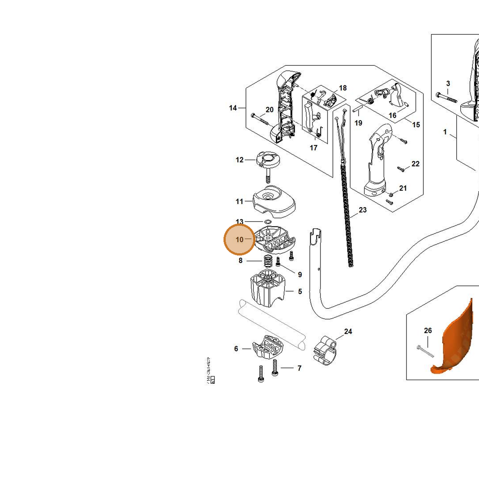 STIHL part FA03-791-0901 — IPL diagram snippet (6x zoom, amber highlight)