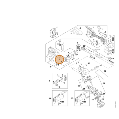 STIHL part FA04-790-1001 — IPL diagram snippet (6x zoom, amber highlight)