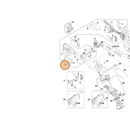 STIHL part FA04-790-1002 — IPL diagram snippet (6x zoom, amber highlight)