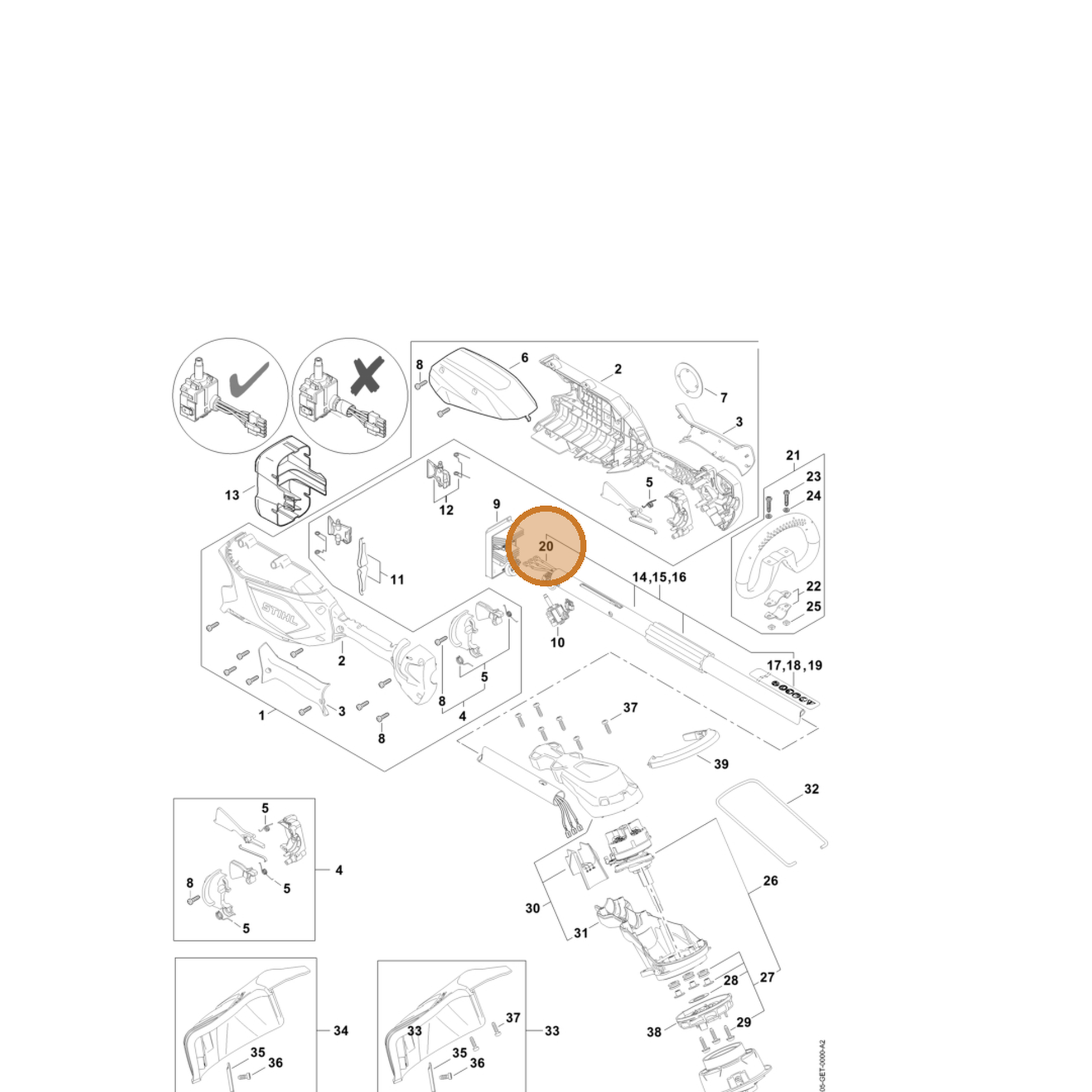 STIHL part FA05-440-3000 — IPL diagram snippet (6x zoom, amber highlight)
