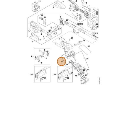 STIHL part FA05-600-0801 — IPL diagram snippet (6x zoom, amber highlight)