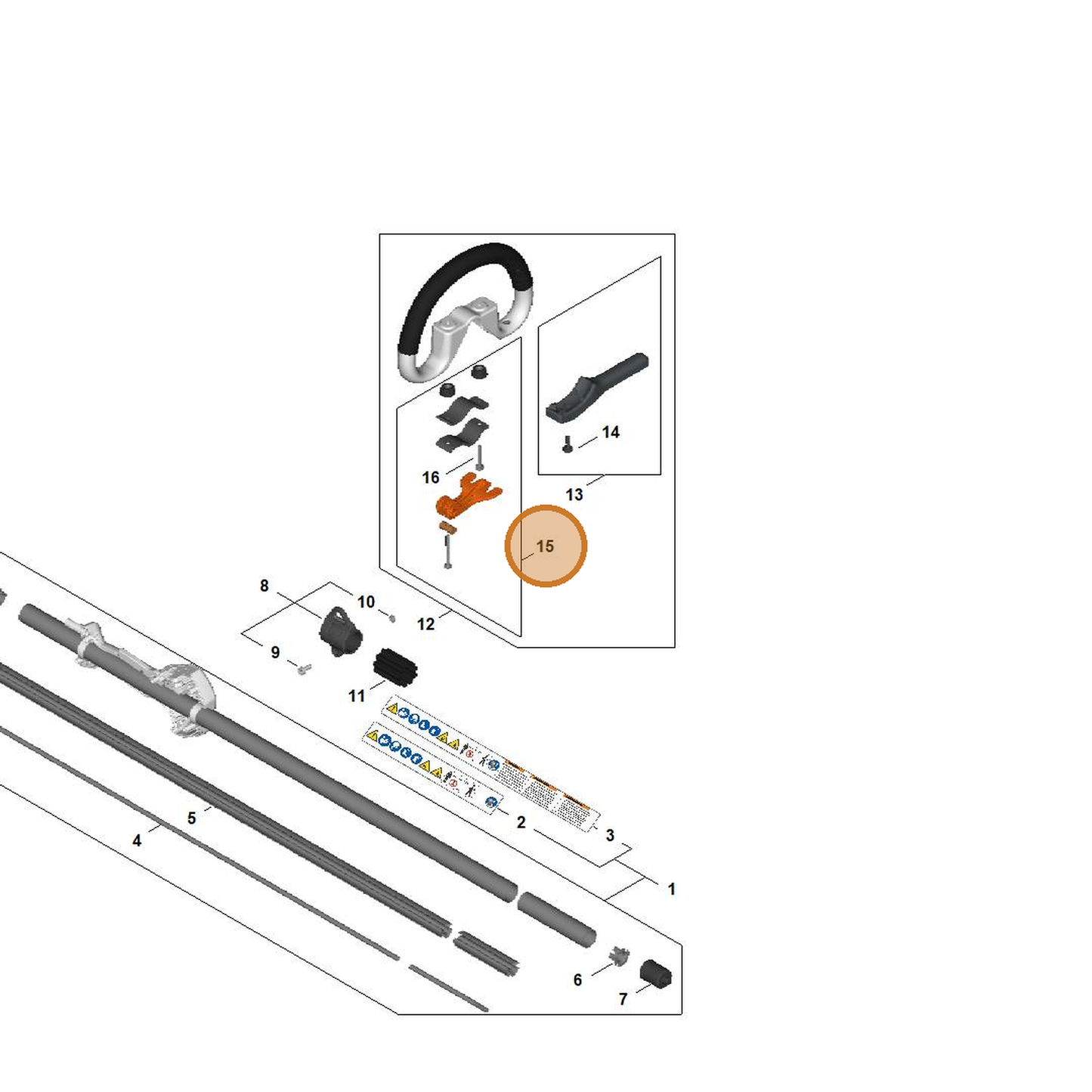 STIHL part FA08-007-1305 — IPL diagram snippet (6x zoom, amber highlight)