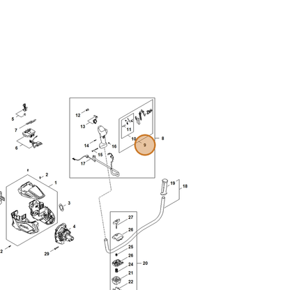 STIHL part FA08-007-3810 — IPL diagram snippet (6x zoom, amber highlight)