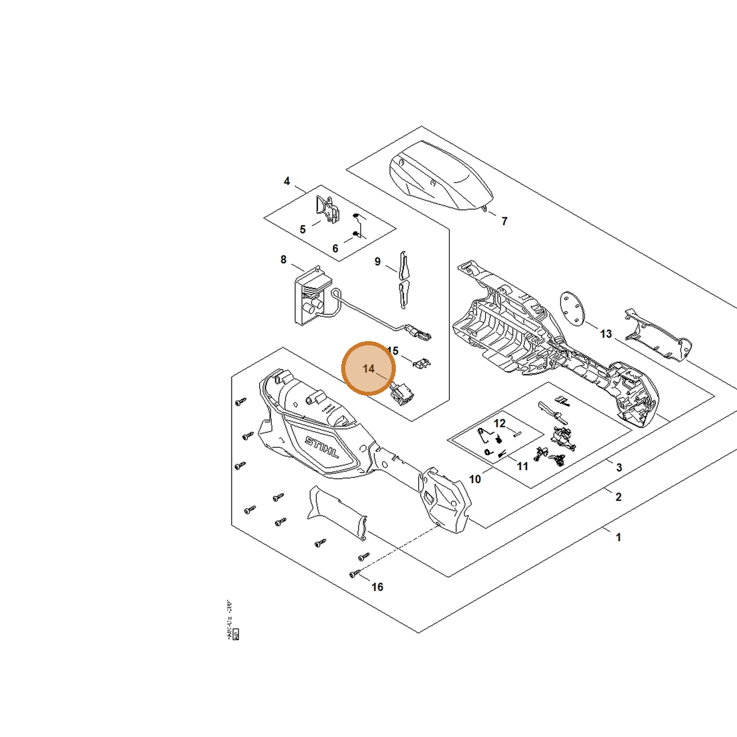 STIHL part FA08-430-0550 — IPL diagram snippet (6x zoom, amber highlight)