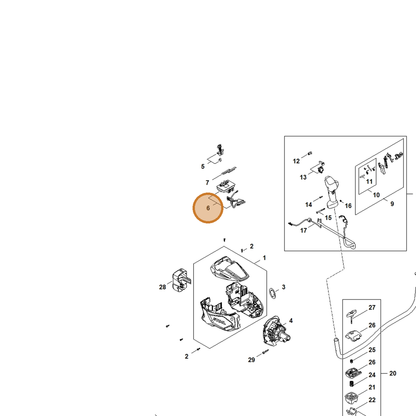 STIHL part FA08-430-1402 — IPL diagram snippet (6x zoom, amber highlight)