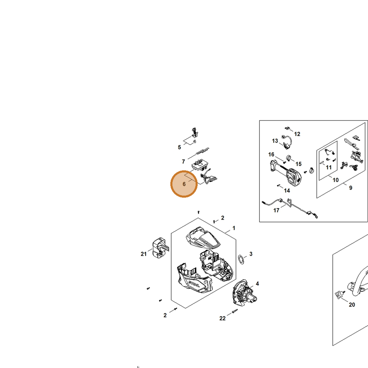 STIHL part FA08-430-1432 — IPL diagram snippet (6x zoom, amber highlight)