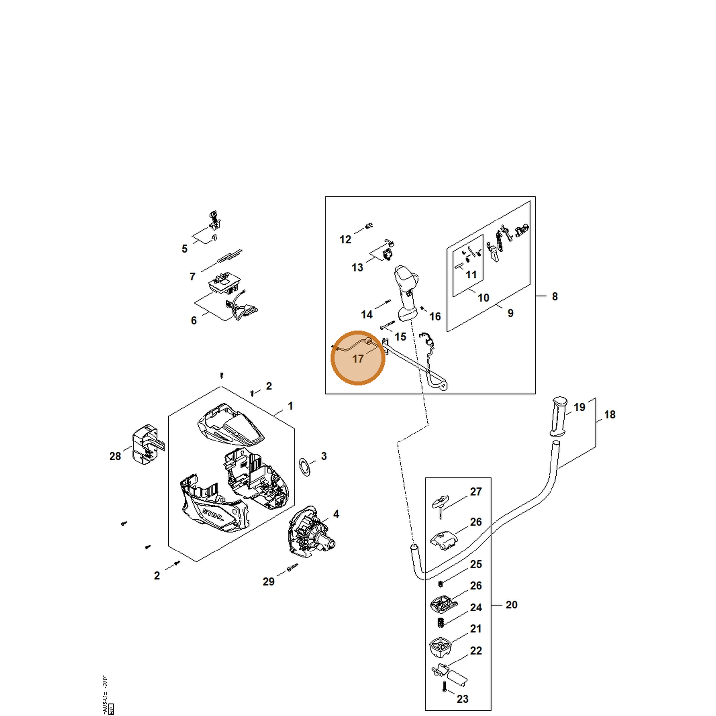 STIHL part FA08-440-3010 — IPL diagram snippet (6x zoom, amber highlight)