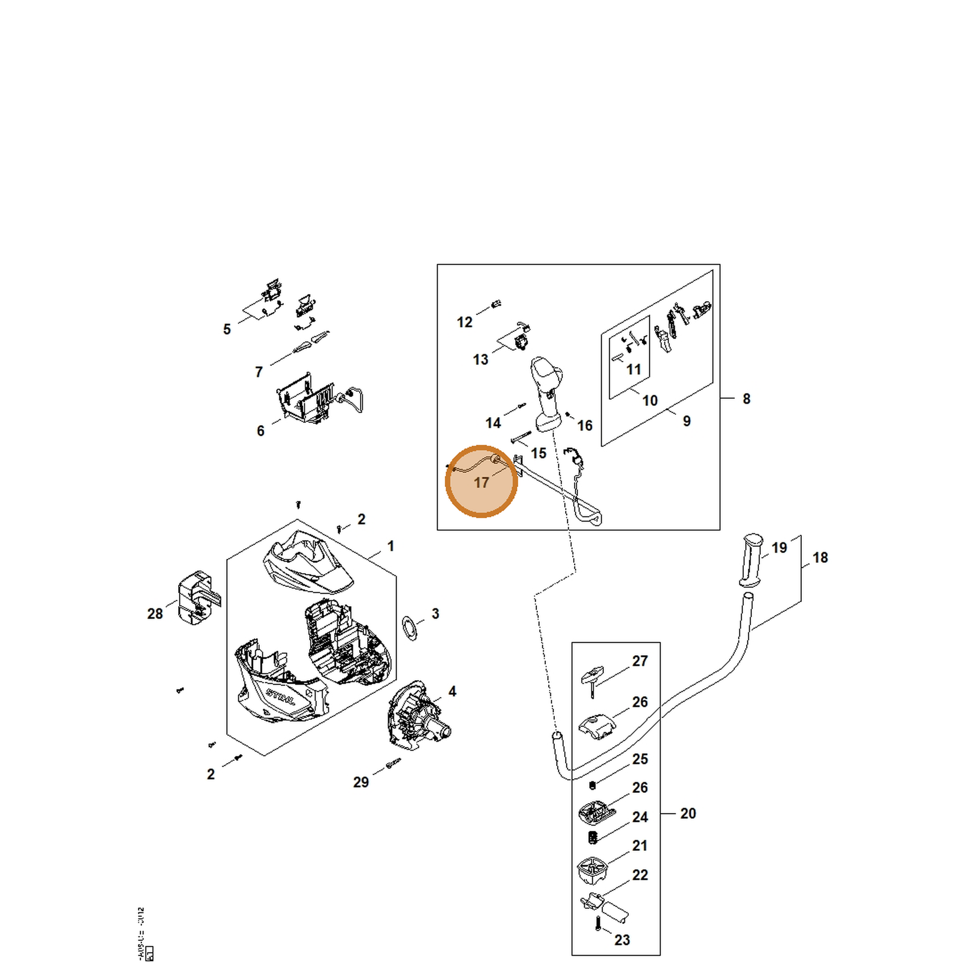 STIHL part FA08-440-3060 — IPL diagram snippet (6x zoom, amber highlight)