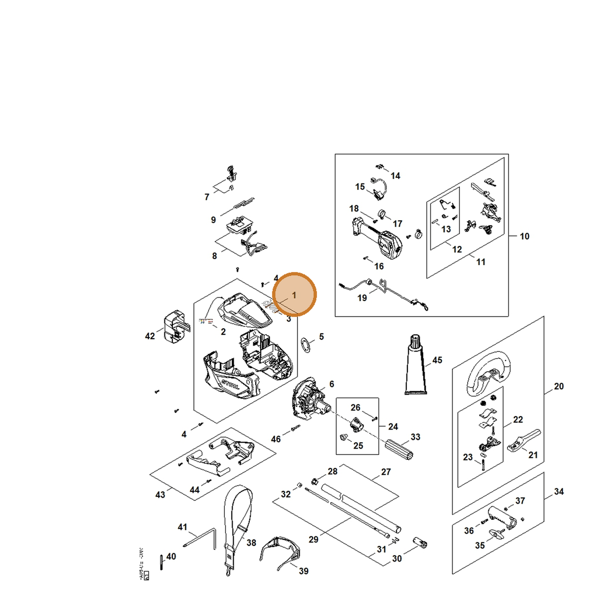 STIHL part FA08-600-0802 — IPL diagram snippet (6x zoom, amber highlight)