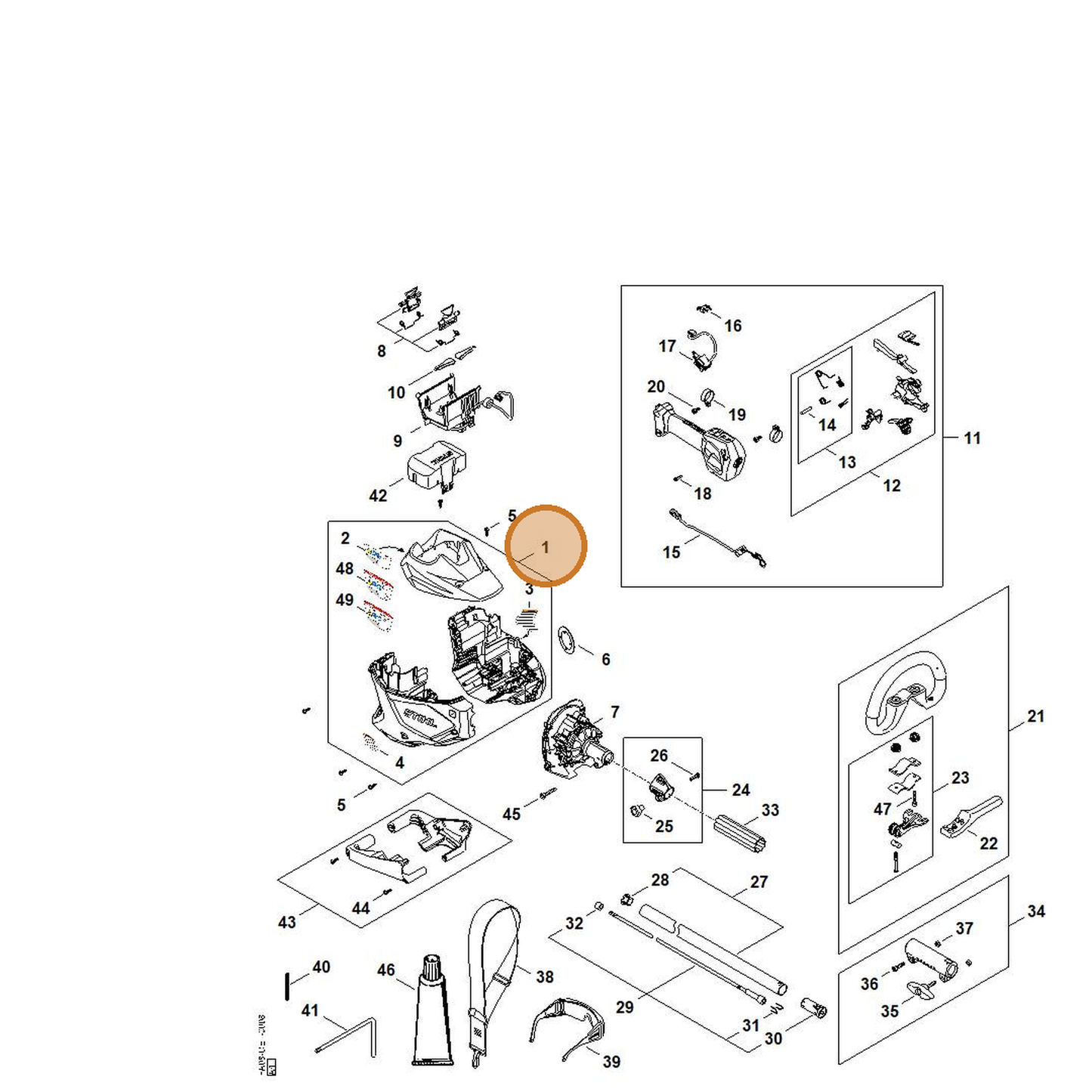 STIHL part FA08-600-0852 — IPL diagram snippet (6x zoom, amber highlight)