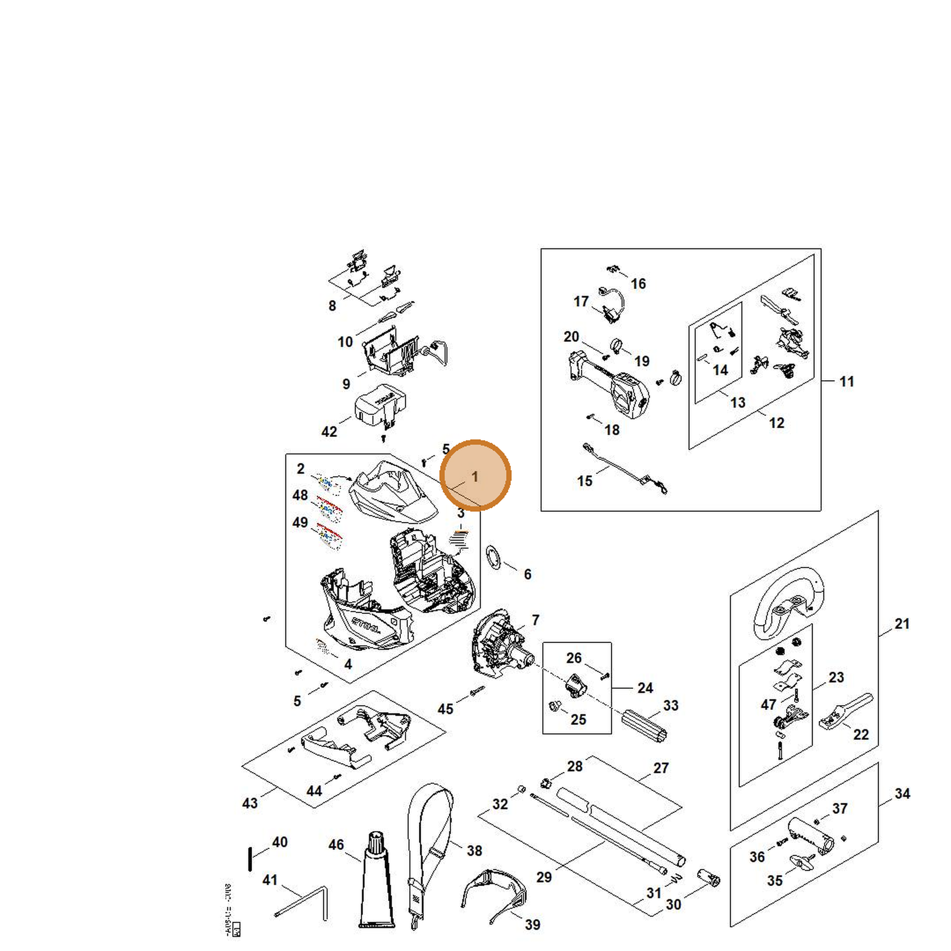 STIHL part FA08-600-0852 — IPL diagram snippet (6x zoom, amber highlight)