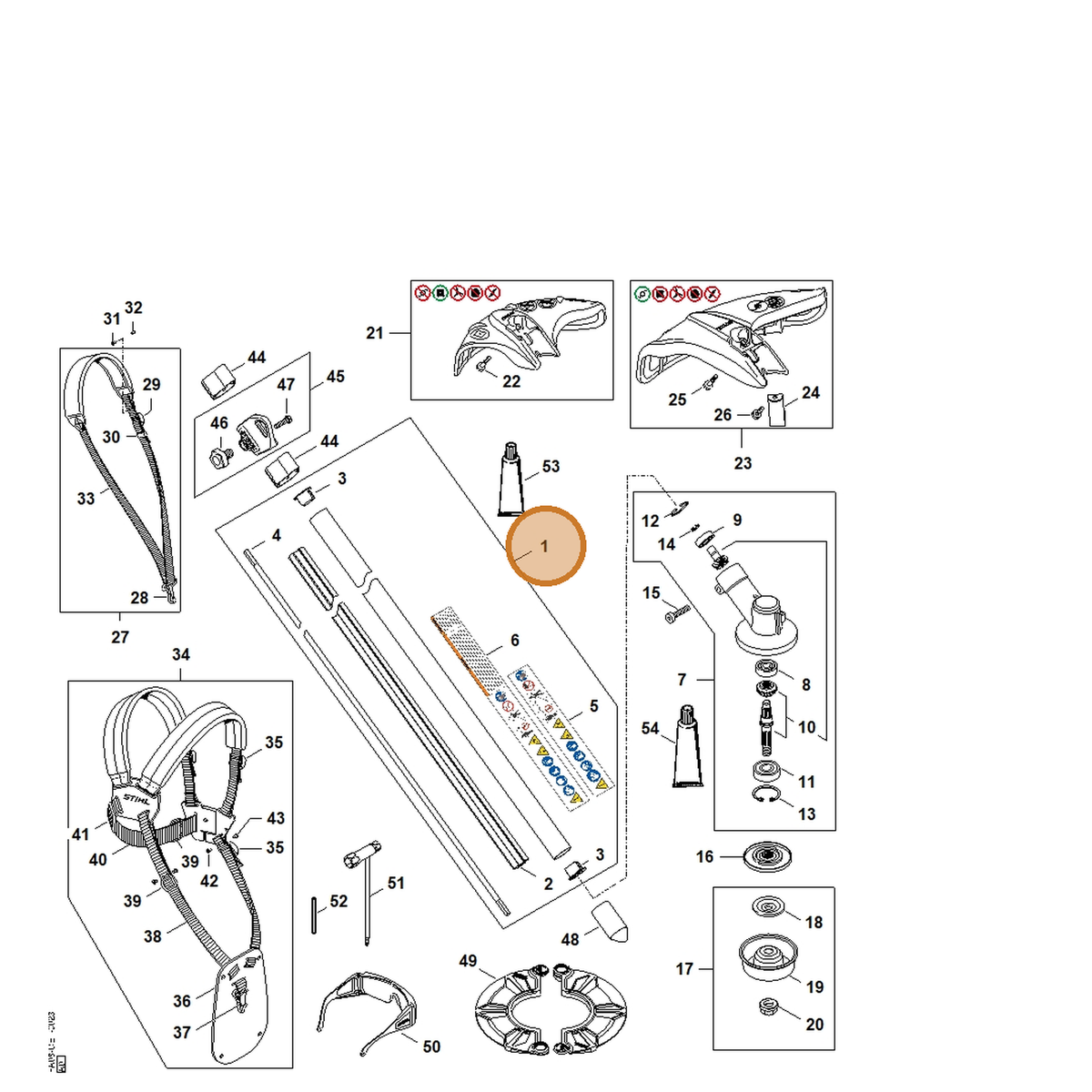 STIHL part FA08-710-7106 — IPL diagram snippet (6x zoom, amber highlight)