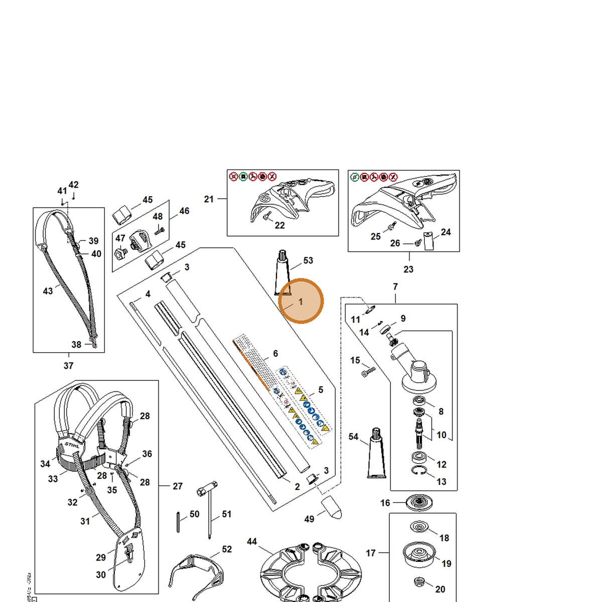STIHL part FA08-710-7156 — IPL diagram snippet (6x zoom, amber highlight)