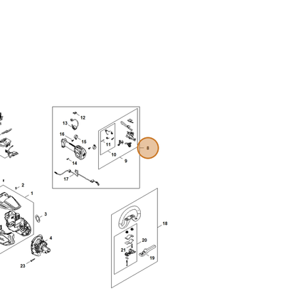STIHL part FA08-790-1300 — IPL diagram snippet (6x zoom, amber highlight)
